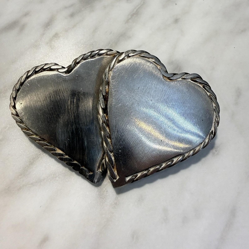 Hand Forged Welded Steel Double Heart Rope Belt Buckle 2.75" Handmade Heavy